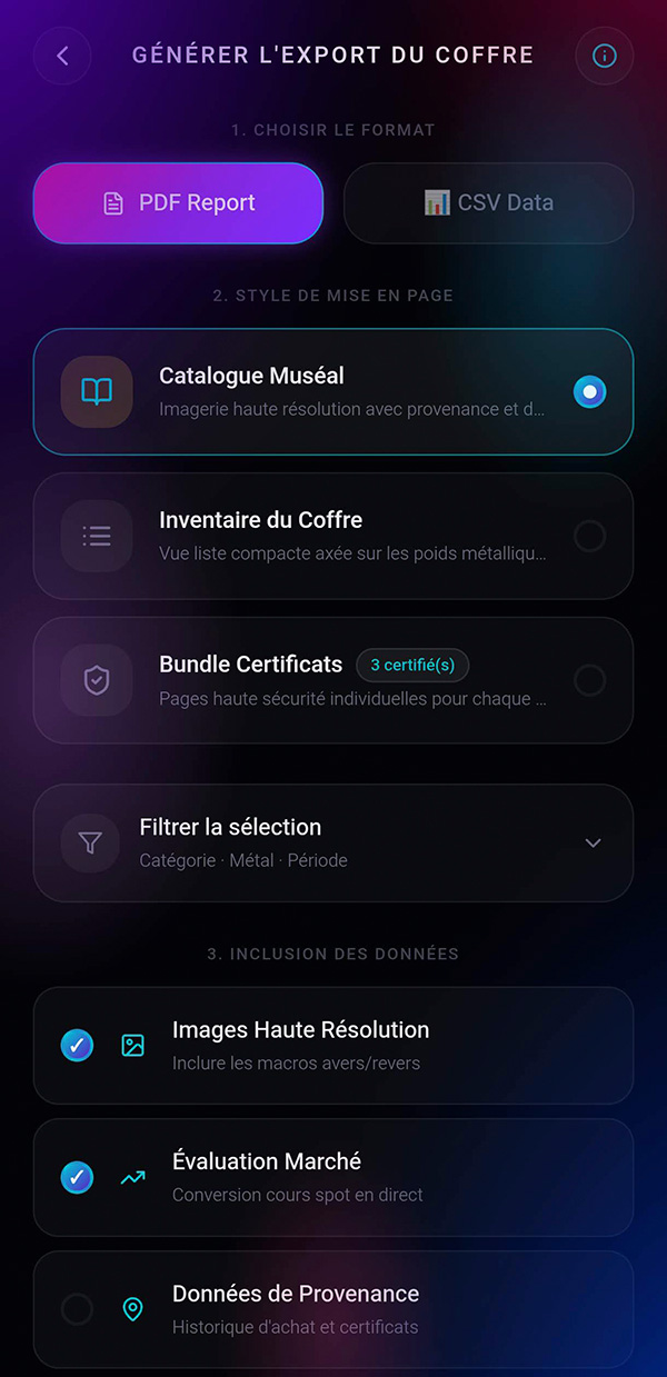 Mode Cristal — export du coffre