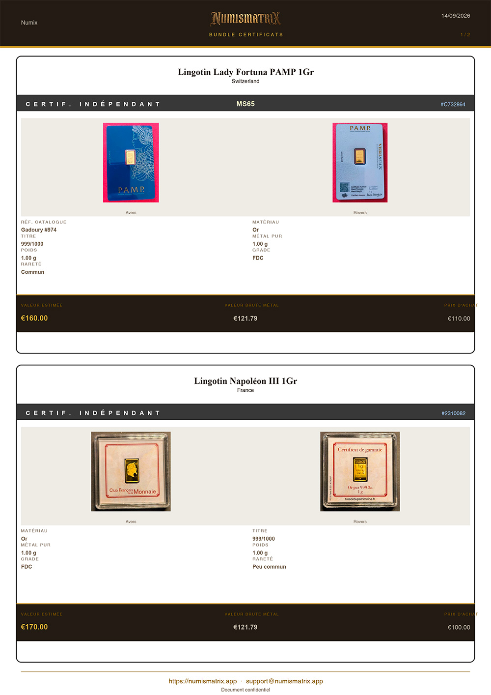 Bundle certificats — page de certificats